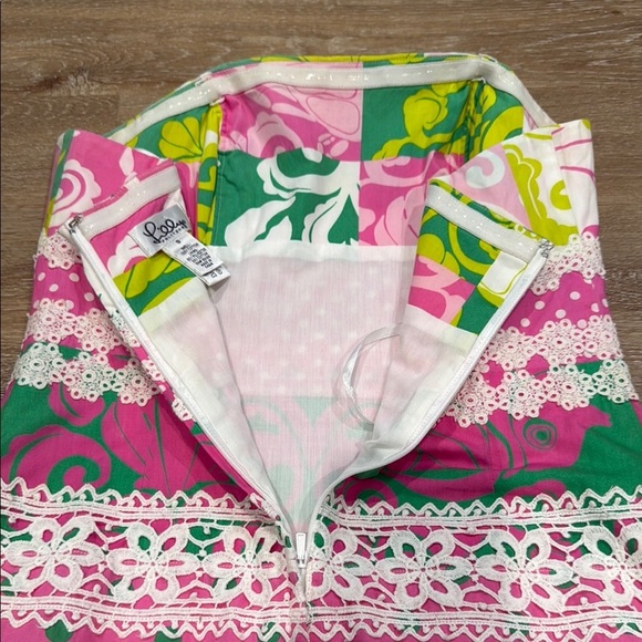 Lilly Pulitzer Strapless Floral SZ 0 Pink and Green Mini Dress for Vibrant Style - Picture 6 of 14